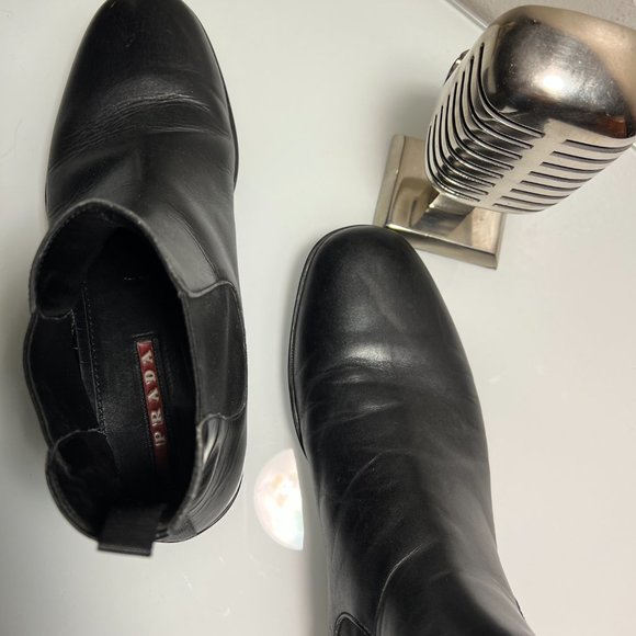 PRADA Black Leather Chukka Boots Size 9 Made in Italy main image 5